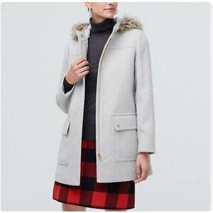 Women's Chateau Gray Hooded Coat Parka with Faux Fur Trim